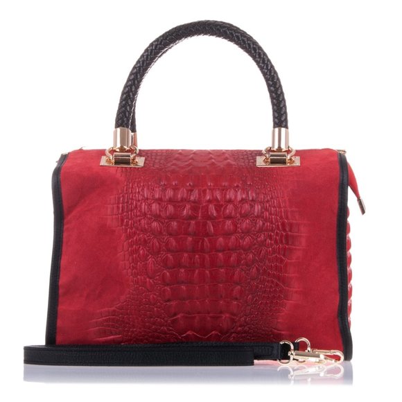 Red Italian Tote Bag by Firenze Artegiani | Size OS - Picture 1 of 5
